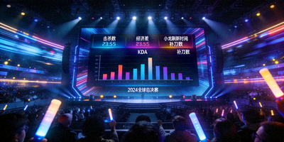 电竞比赛现场大屏幕显示实时游戏数据与统计信息